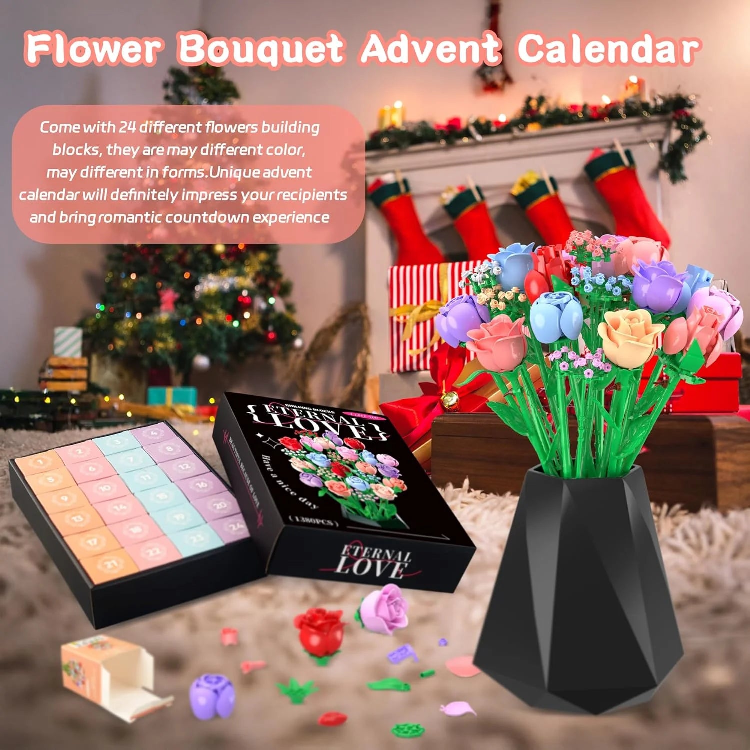 Flower Bouquet Advent Calendar 2025: 24 Days of Colorful DIY Roses for a Romantic Christmas Countdown