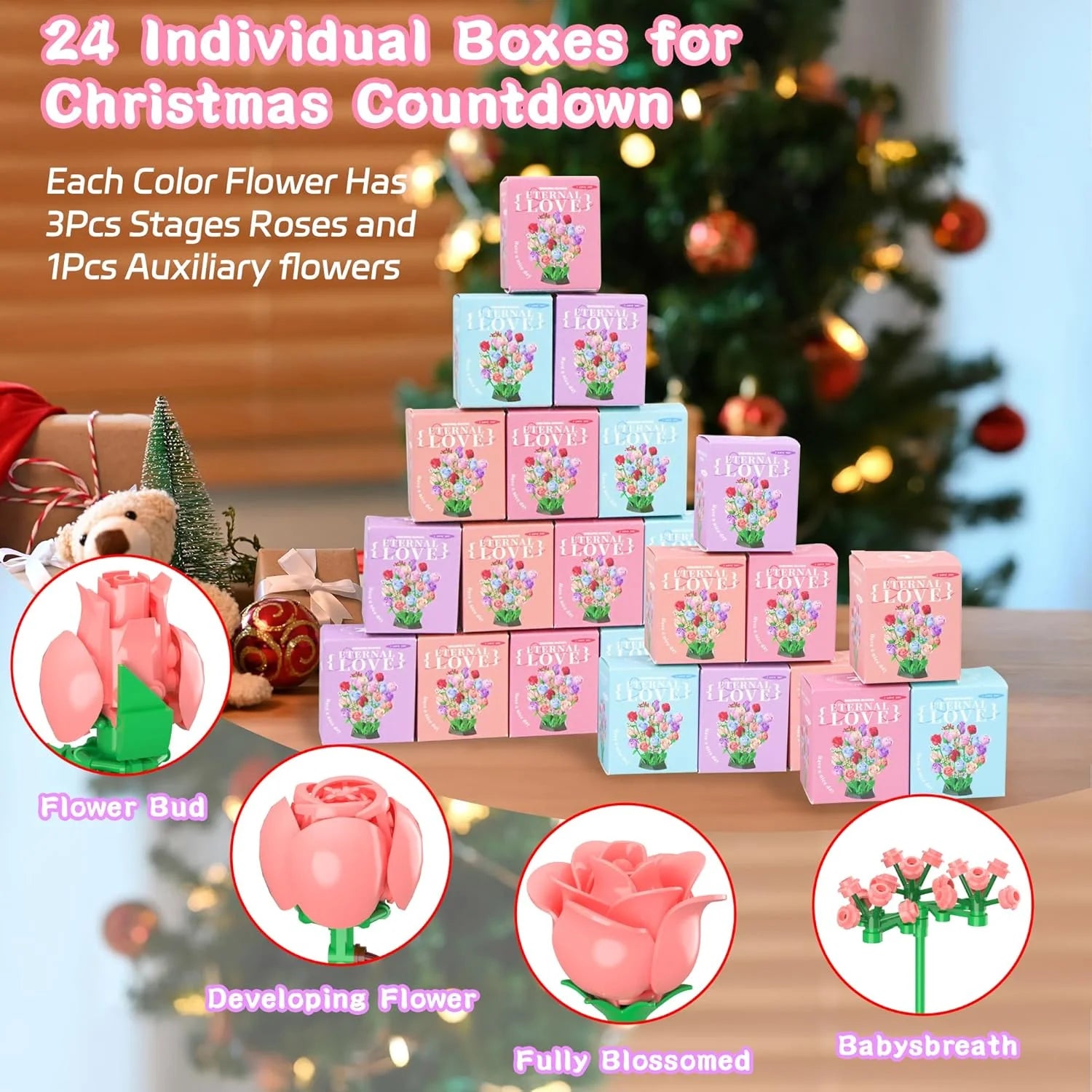 Flower Bouquet Advent Calendar 2025: 24 Days of Colorful DIY Roses for a Romantic Christmas Countdown